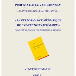 La performance médiatique de l’entretien littéraire: conferenza